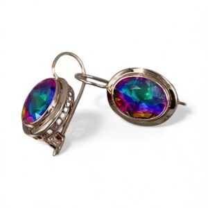 Rainbow IRIDESCENT CRYSTAL LEVER BACK EARRINGS